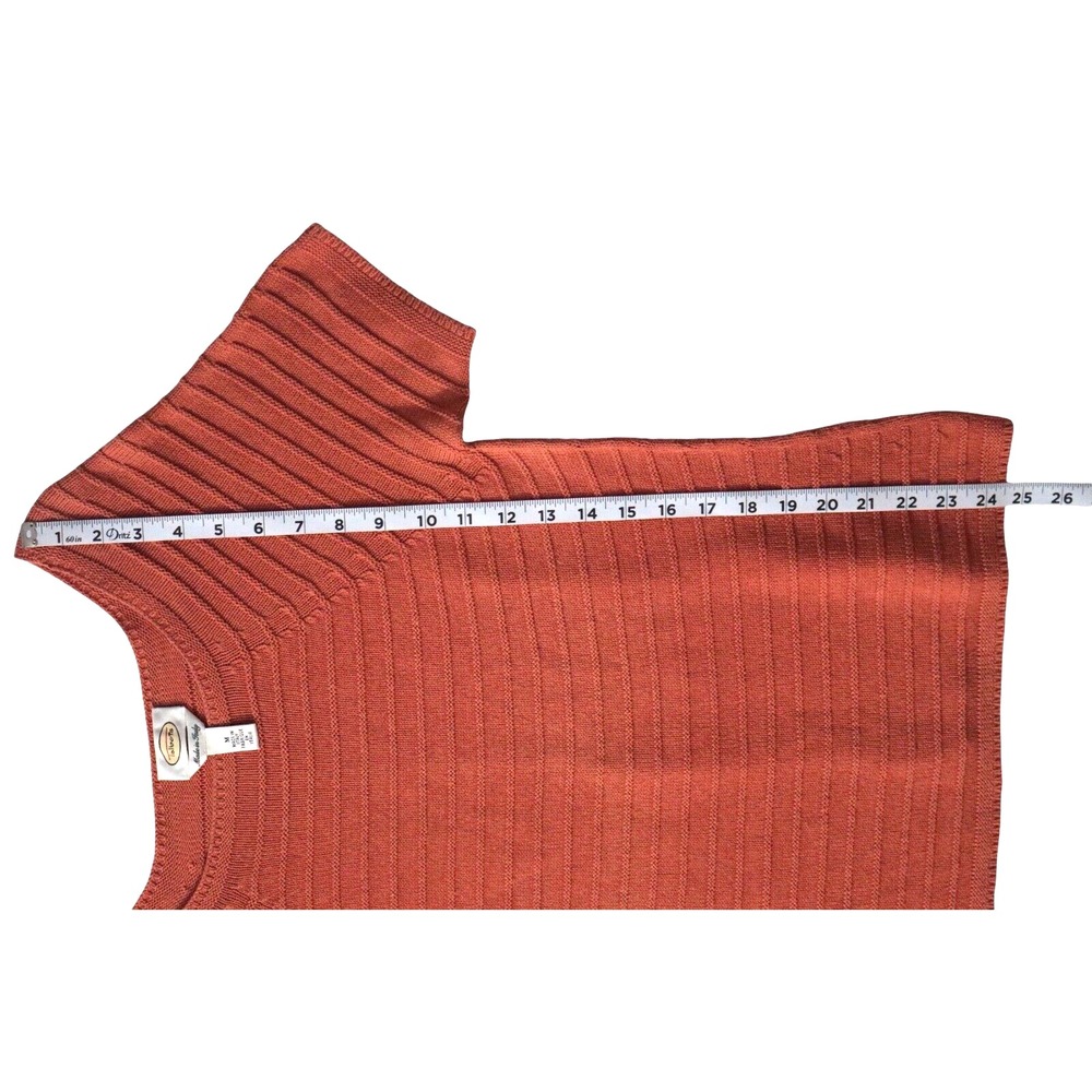 Talbots Vtg Made in Italy Women's Cotton Blend Orange Sweater M Cable Knit Chick - Picture 6 of 8